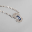 Badra Large Pendant White Gold with Bi Color Sapphires and Diamonds