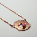 Badra Medium Pendant Rose Gold with Ruby and Diamodns