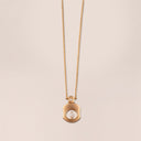 Badra Double Pendant Yellow Gold Marquise Diamond 0.174 ct VS G Round Diamond 0.035 ct VVS G