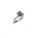 Badra solitaire ring in rose gold, diamonds and bi color sapphire