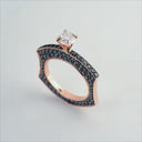 Badra Ring Rose Gold Round Diamond 0.8 Certified and Black Diamonds 1.272 cts