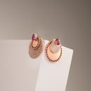 Bespoke 4  Back Round Earrings Rose Gold Ruby 2.131 cts and Diamonds 3.706 cts
