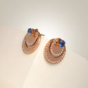Bespoke Earrings Rose Gold Bi Color Sapphire 2.01 cts and Diamonds 0.72 VVS G