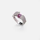Elements Hiding Cushion Certified Ruby 0.88 ct and Pave Diamonds 0.72 ct VVS G