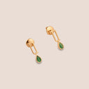 Elements Large Link Studs Yellow Gold and Pear Emeralds 0.511 ct