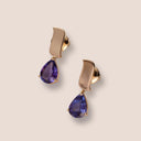 Elements Earrings Yellow Gold and Pear Tanzanite 3.56 cts