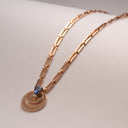 Elements Round Necklace Rose Gold Bi Color Sapphire 2.2 ct Diamonds 0.642 ct VS VVS G