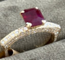 Badra solitaire ring in rose gold, diamonds and ruby